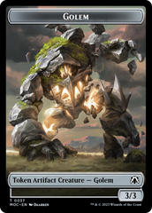 Golem // Clue Double-Sided Token [March of the Machine Commander Tokens] | Galactic Gamez