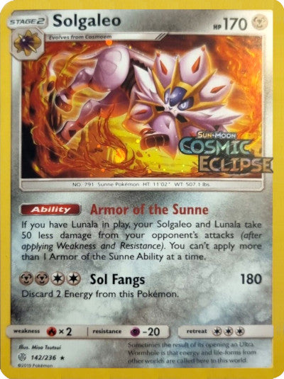 Solgaleo (142/236) (Cosmos Holo) [Sun & Moon: Cosmic Eclipse] | Galactic Gamez