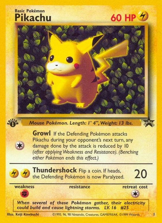 Pikachu (1) (1st Edition Misprint Promo) [Wizards of the Coast: Black Star Promos] | Galactic Gamez