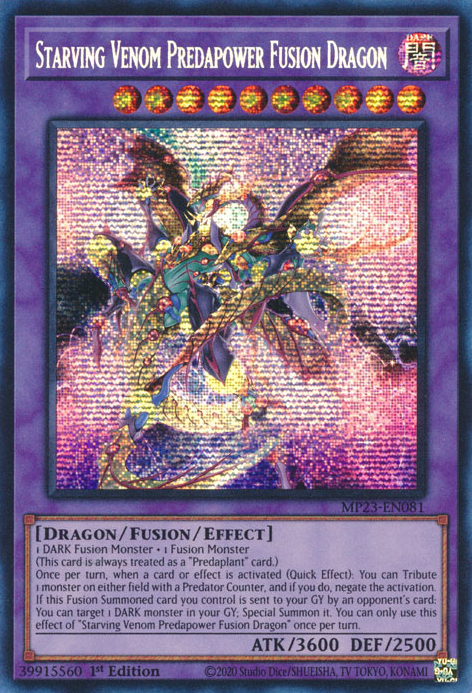 Starving Venom Predapower Fusion Dragon [MP23-EN081] Prismatic Secret Rare | Galactic Gamez