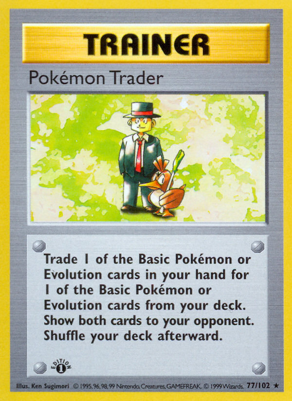 Pokemon Trader (77/102) (Shadowless) [Base Set 1st Edition] | Galactic Gamez