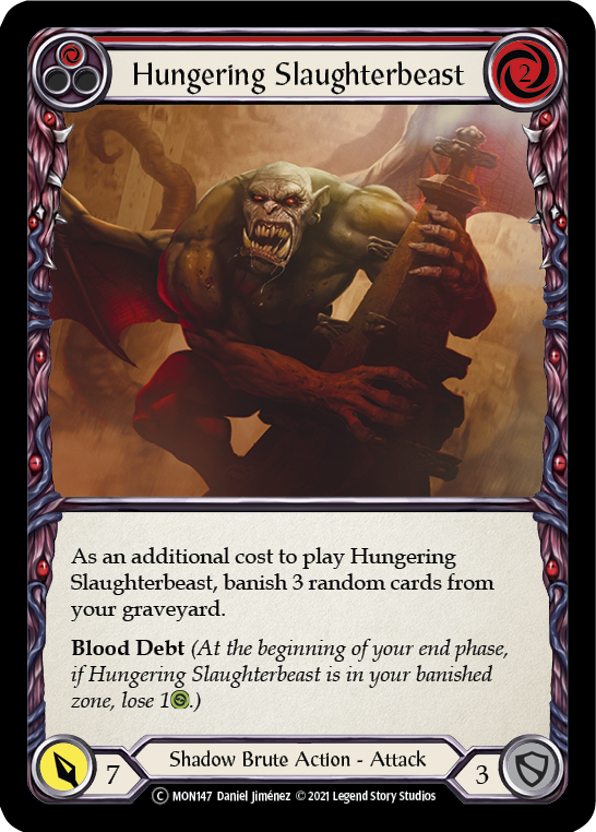 Hungering Slaughterbeast (Red) (Rainbow Foil) [U-MON147-RF] Unlimited Edition Rainbow Foil | Galactic Gamez