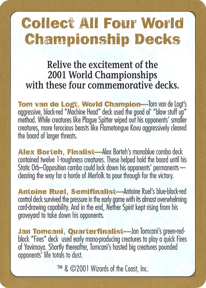 2001 World Championships Ad [World Championship Decks 2001] | Galactic Gamez