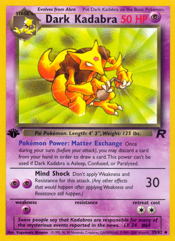 Dark Kadabra (39/82) [Team Rocket 1st Edition] | Galactic Gamez