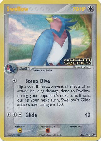 Swellow (32/113) (Stamped) [EX: Delta Species] | Galactic Gamez