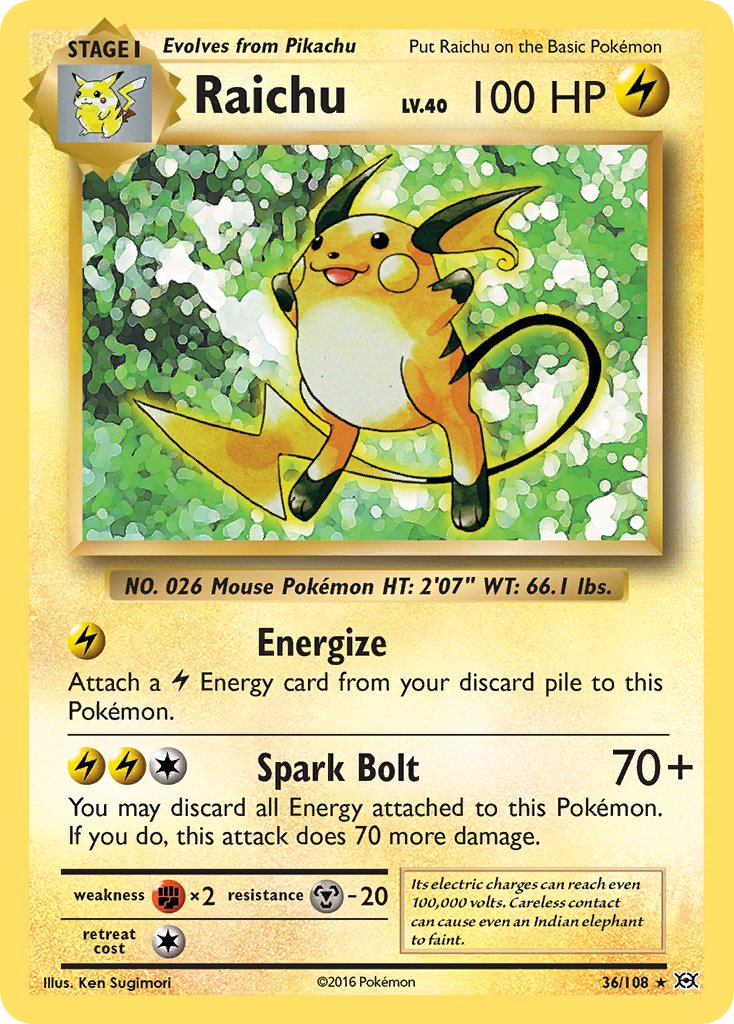 Raichu (36/108) (Theme Deck Exclusive) [XY: Evolutions] | Galactic Gamez