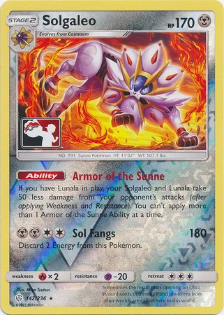 Solgaleo (142/236) (Pokemon Club Special Print) [Sun & Moon: Cosmic Eclipse] | Galactic Gamez