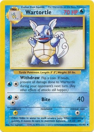 Wartortle (42/102) [Base Set Unlimited] | Galactic Gamez