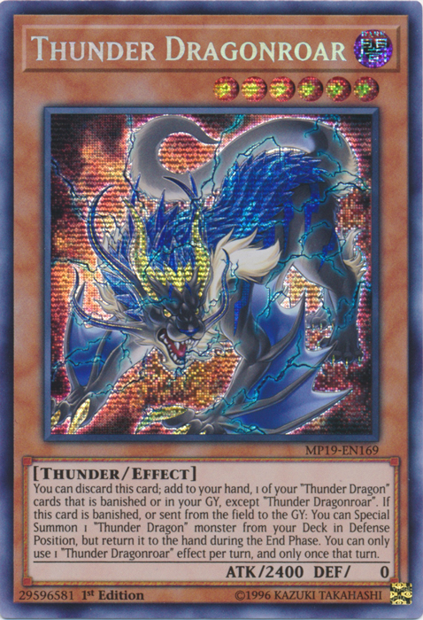 Thunder Dragonroar [MP19-EN169] Prismatic Secret Rare | Galactic Gamez