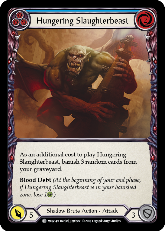 Hungering Slaughterbeast (Blue) [MON149] 1st Edition Normal | Galactic Gamez