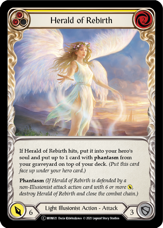 Herald of Rebirth (Yellow) (Rainbow Foil) [U-MON021-RF] Unlimited Edition Rainbow Foil | Galactic Gamez