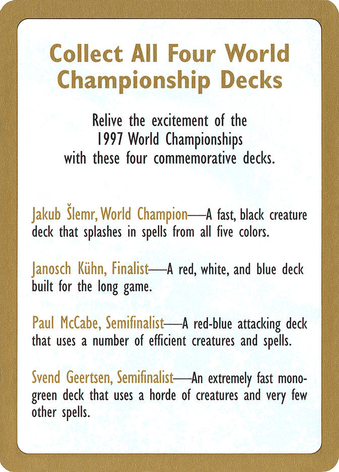 1997 World Championships Ad [World Championship Decks 1997] | Galactic Gamez