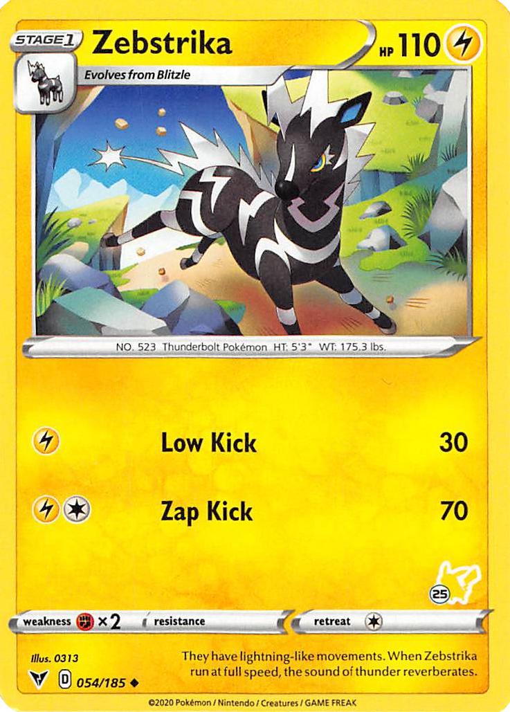 Zebstrika (054/185) (Pikachu Stamp #25) [Battle Academy 2022] | Galactic Gamez