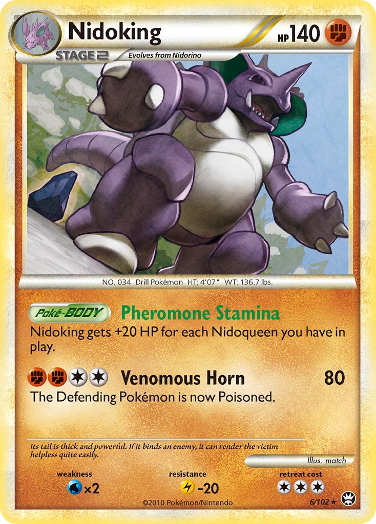 Nidoking (6/102) (Cracked Ice Holo) (Theme Deck Exclusive) [HeartGold & SoulSilver: Triumphant] | Galactic Gamez