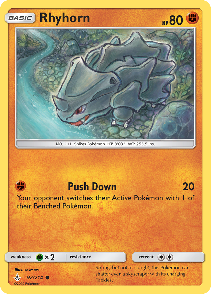 Rhyhorn (92/214) [Sun & Moon: Unbroken Bonds] | Galactic Gamez