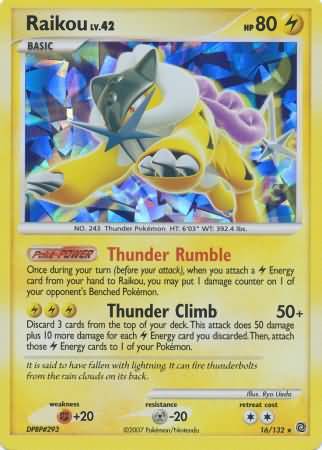 Raikou (16/132) (Cracked Ice Holo) [Diamond & Pearl: Secret Wonders] | Galactic Gamez