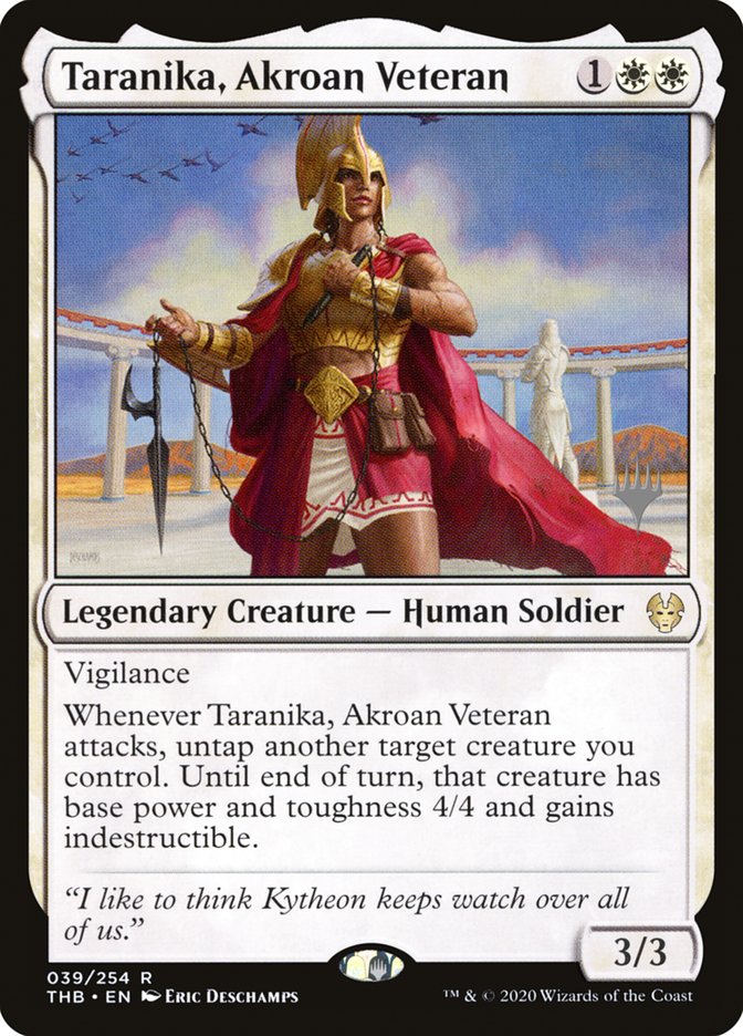 Taranika, Akroan Veteran (Promo Pack) [Theros Beyond Death Promos] | Galactic Gamez