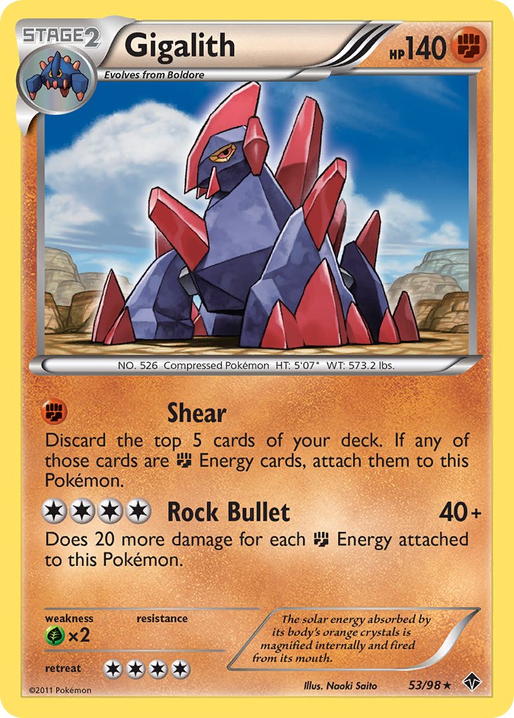 Gigalith (53/98) (Cracked Ice Holo) (Blister Exclusive) [Black & White: Emerging Powers] | Galactic Gamez