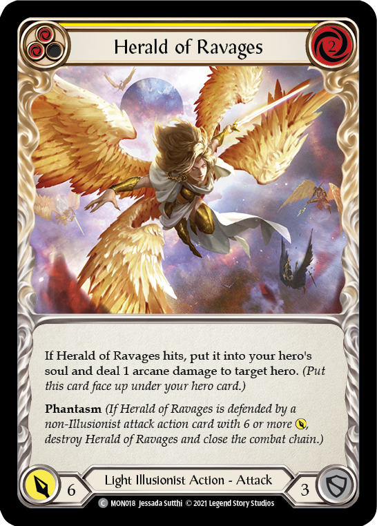 Herald of Ravages (Yellow) (Rainbow Foil) [MON018-RF] 1st Edition Rainbow Foil | Galactic Gamez