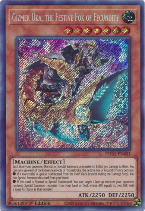 Gizmek Uka, the Festive Fox of Fecundity [ETCO-EN031] Secret Rare | Galactic Gamez