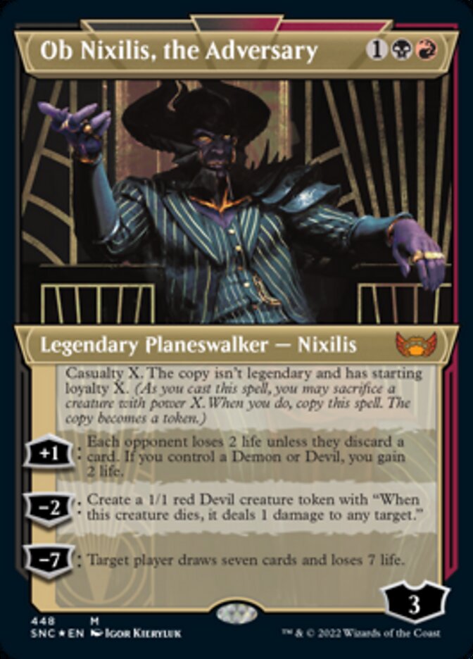 Ob Nixilis, the Adversary (Showcase Art Deco Foil Etched) [Streets of New Capenna] | Galactic Gamez