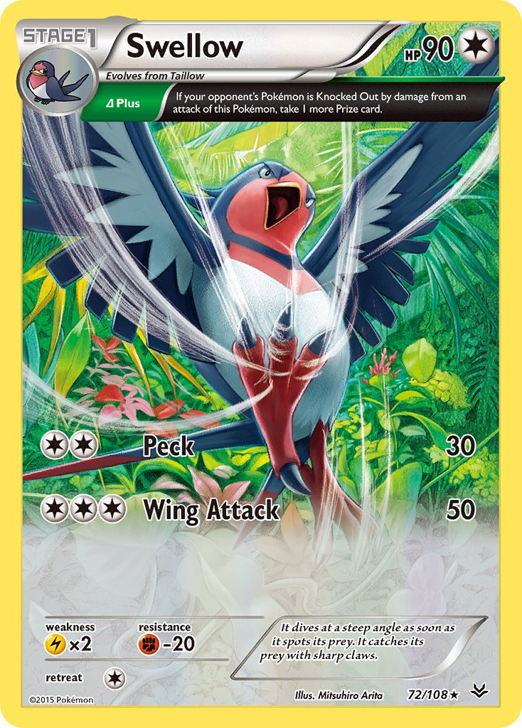 Swellow (72/108) (Theme Deck Exclusive) [XY: Roaring Skies] | Galactic Gamez