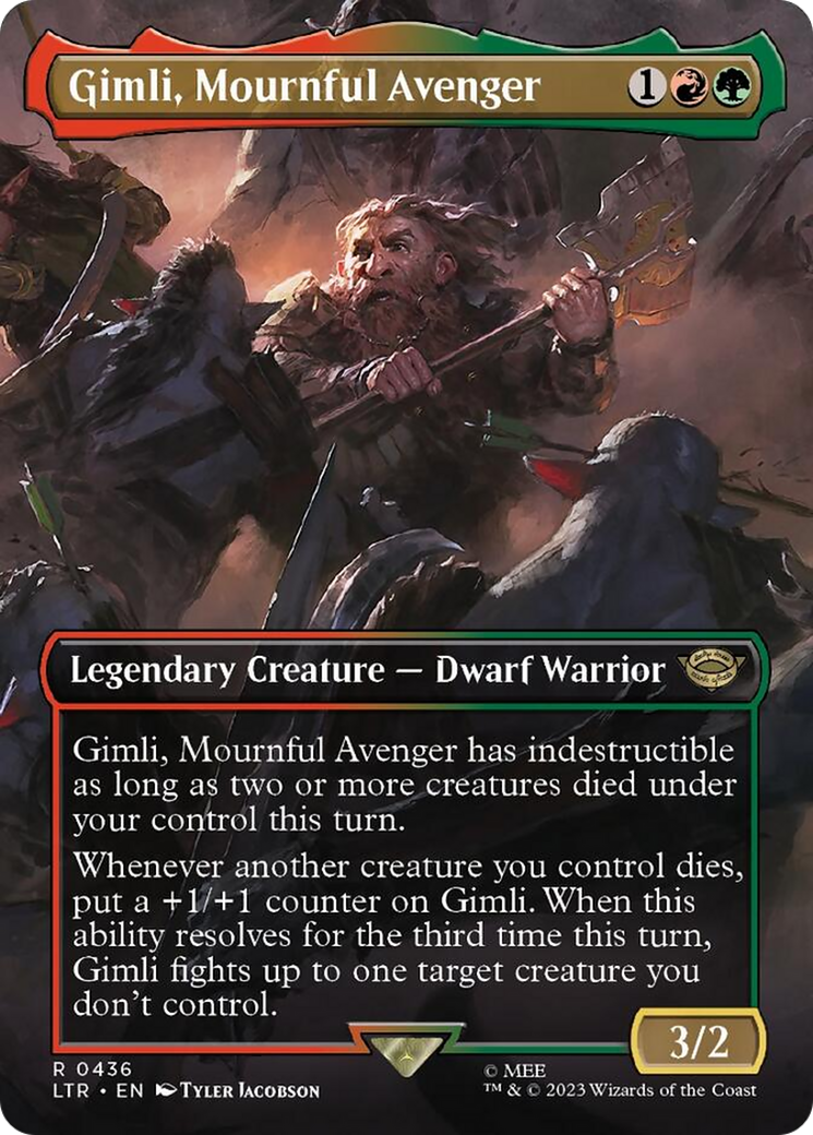 Gimli, Mournful Avenger (Borderless Alternate Art) [The Lord of the Rings: Tales of Middle-Earth] | Galactic Gamez