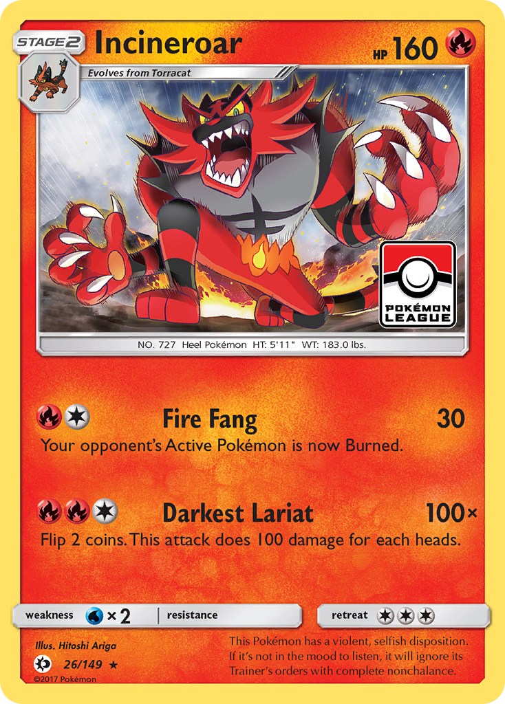 Incineroar (26/149) [Sun & Moon: Base Set] | Galactic Gamez