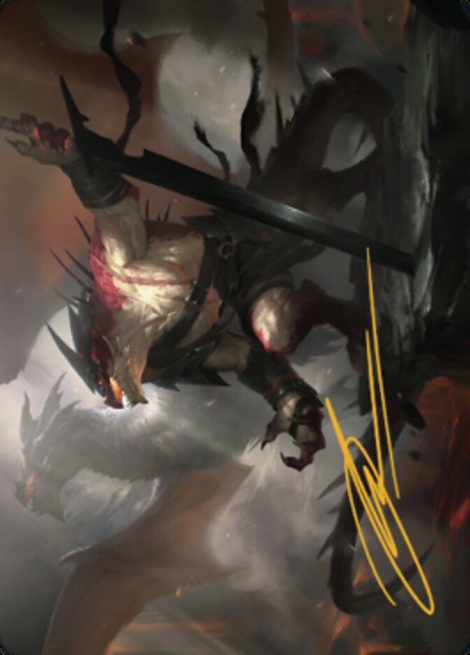 Rivaz of the Claw Art Card (Gold-Stamped Signature) [Dominaria United Art Series] | Galactic Gamez