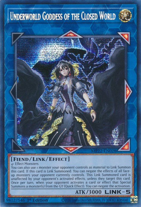 Underworld Goddess of the Closed World [MP22-EN028] Prismatic Secret Rare | Galactic Gamez