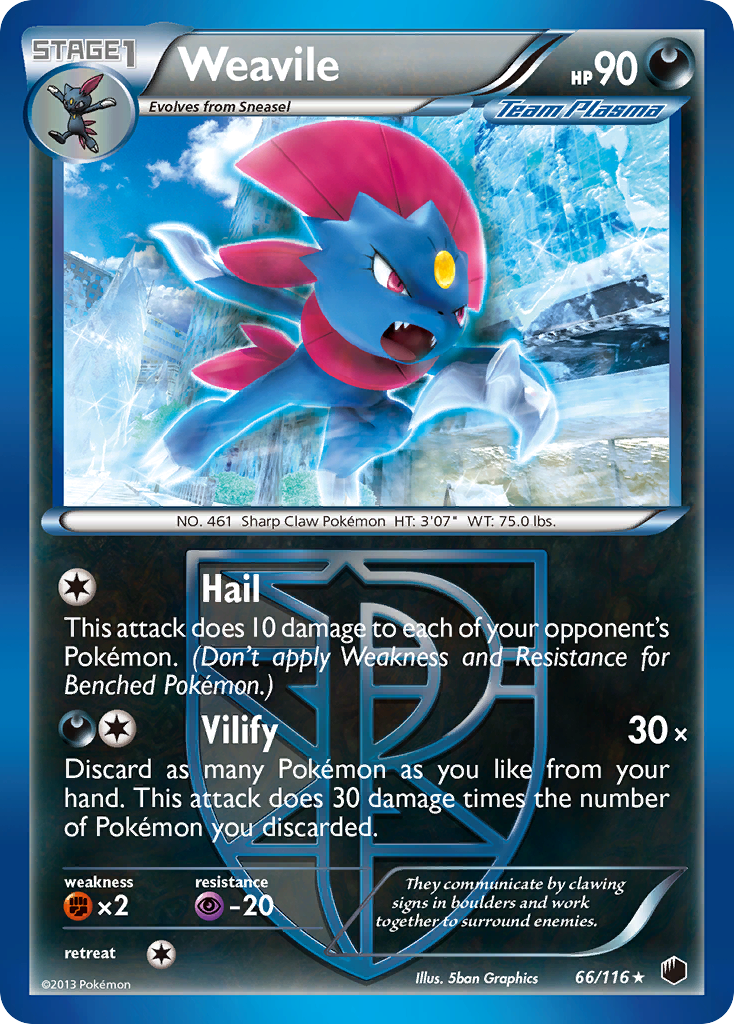 Weavile (66/116) [Black & White: Plasma Freeze] | Galactic Gamez