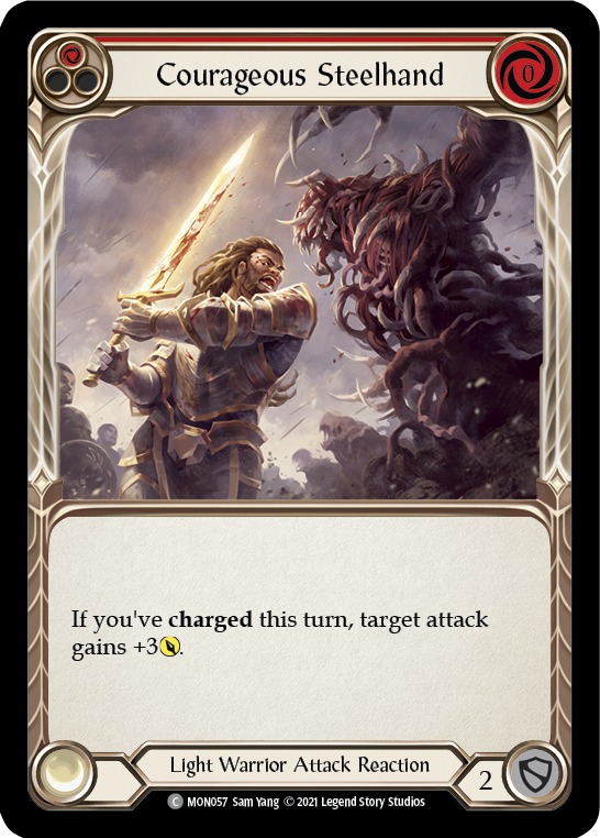 Courageous Steelhand (Red) [MON057] 1st Edition Normal | Galactic Gamez