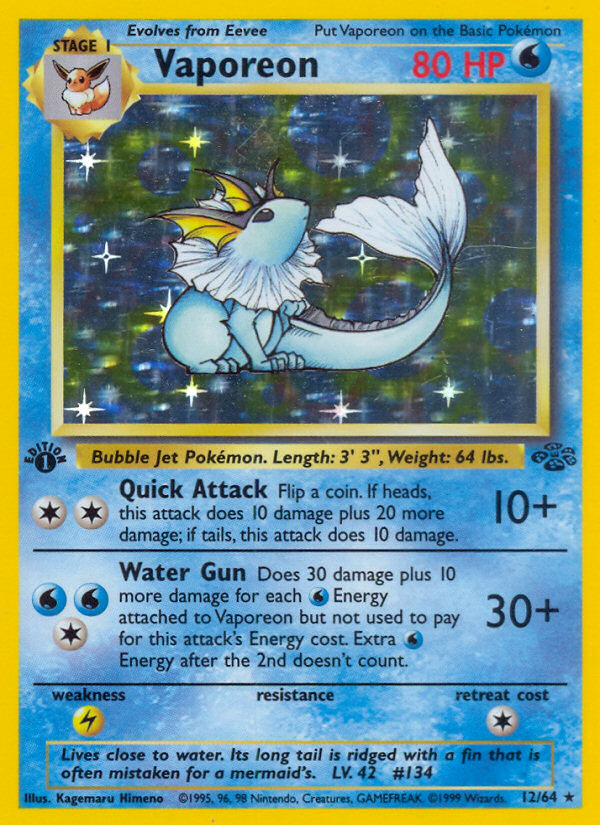 Vaporeon (12/64) [Jungle 1st Edition] | Galactic Gamez