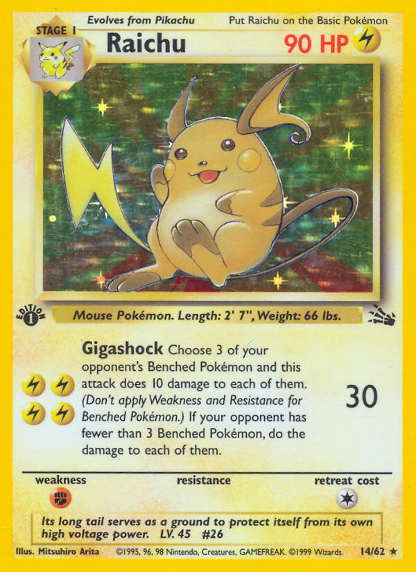 Raichu (14/62) [Fossil 1st Edition] | Galactic Gamez