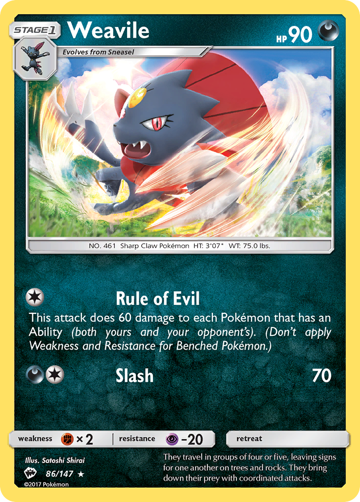 Weavile (86/147) [Sun & Moon: Burning Shadows] | Galactic Gamez