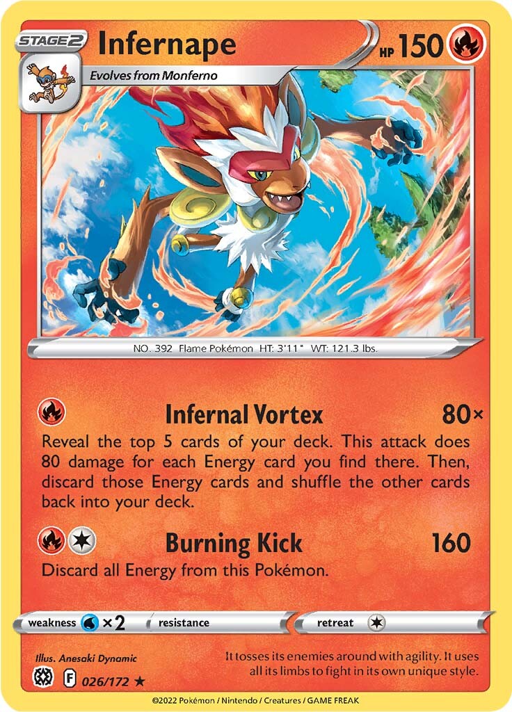 Infernape (026/172) (Theme Deck Exclusive) [Sword & Shield: Brilliant Stars] | Galactic Gamez