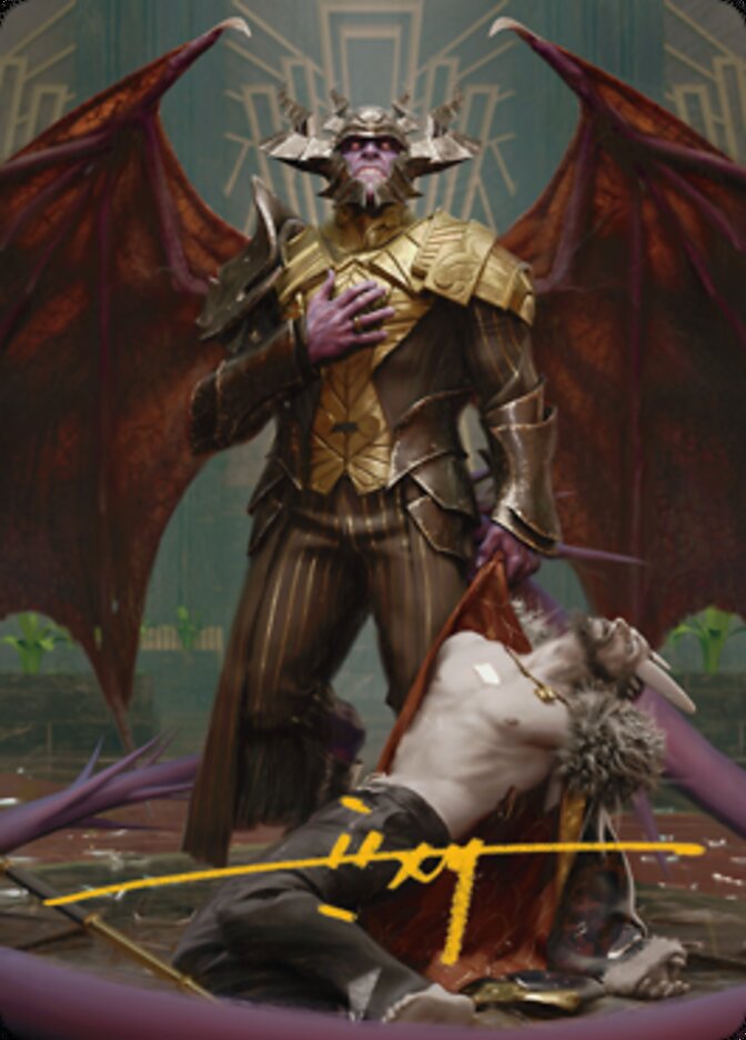 Ob Nixilis, the Adversary 1 Art Card (Gold-Stamped Signature) [Streets of New Capenna Art Series] | Galactic Gamez