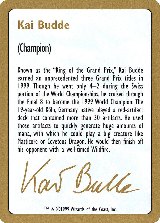 Kai Budde Bio [World Championship Decks 1999] | Galactic Gamez