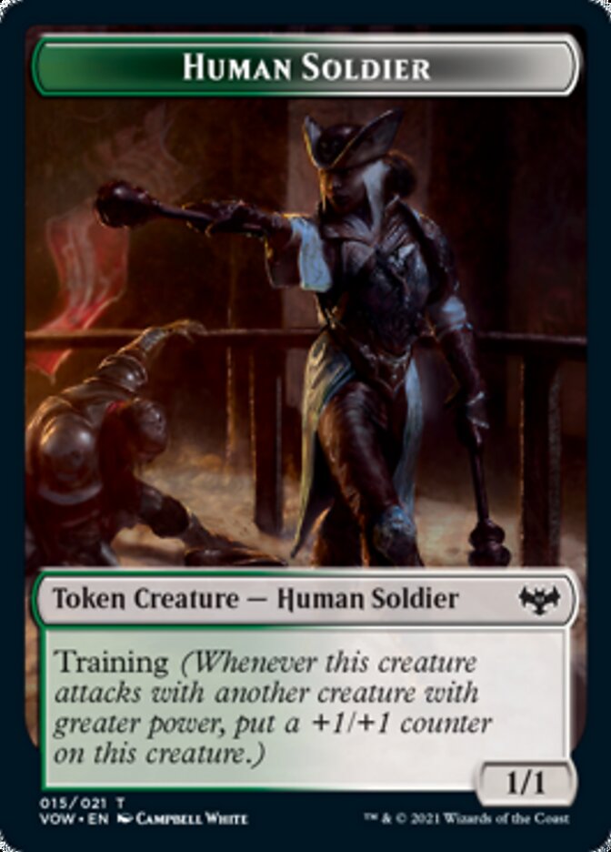 Zombie (008) // Human Soldier Double-sided Token [Innistrad: Crimson Vow Tokens] | Galactic Gamez