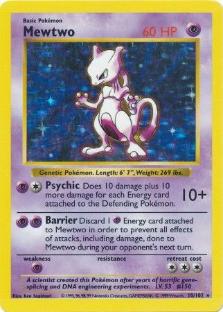 pokemon card mewtwo 10 102 Amazon.com: Pokemon - Mewtwo (10) - Base Set 2