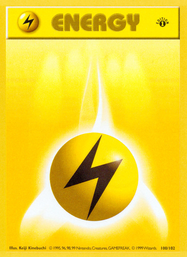 Lightning Energy (100/102) (Shadowless) [Base Set 1st Edition] | Galactic Gamez