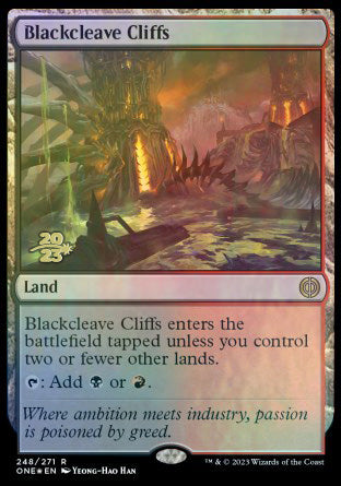 Blackcleave Cliffs [Phyrexia: All Will Be One Prerelease Promos] | Galactic Gamez