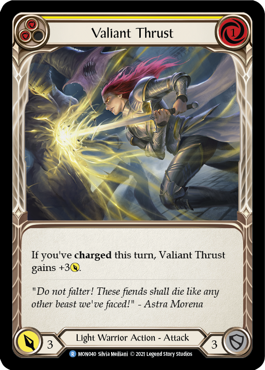 Valiant Thrust (Yellow) [MON040] 1st Edition Normal | Galactic Gamez