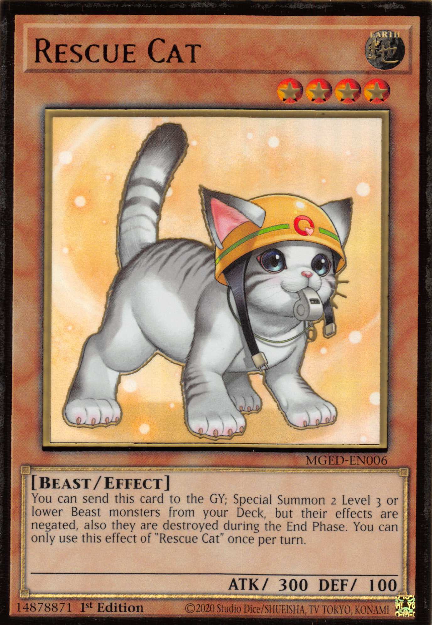 Rescue Cat (Alternate Art) [MGED-EN006] Gold Rare | Galactic Gamez