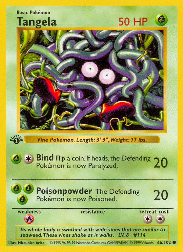 Tangela (66/102) (Shadowless) [Base Set 1st Edition] | Galactic Gamez