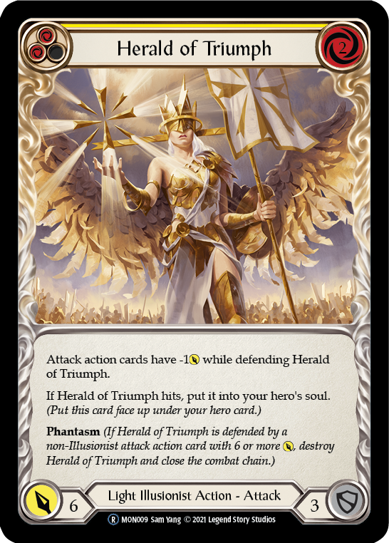 Herald of Triumph (Yellow) (Rainbow Foil) [U-MON009-RF] Unlimited Edition Rainbow Foil | Galactic Gamez