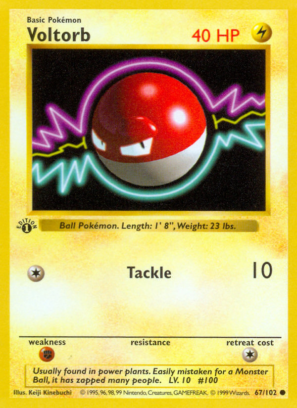 Voltorb (67/102) (Shadowless) [Base Set 1st Edition] | Galactic Gamez