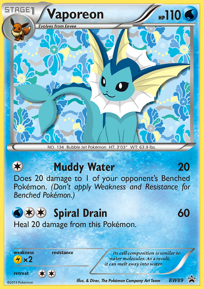 Vaporeon (BW89) [Black & White: Black Star Promos] | Galactic Gamez