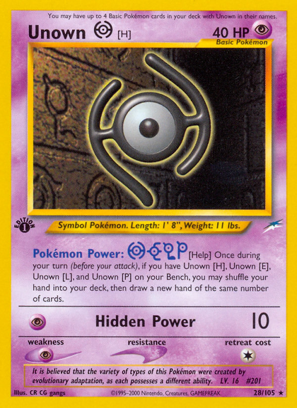 Unown [H] (28/105) [Neo Destiny 1st Edition] | Galactic Gamez