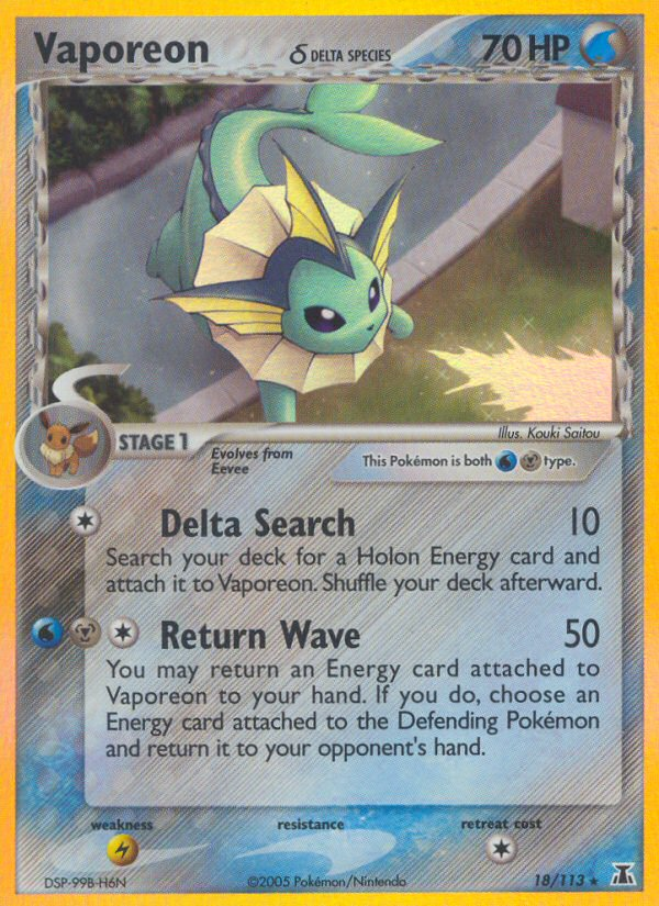 Vaporeon (18/113) (Delta Species) [EX: Delta Species] | Galactic Gamez